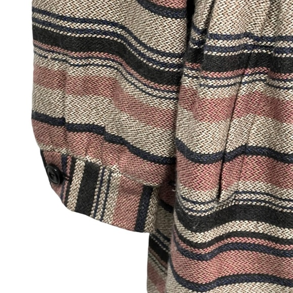 Anthropologie Elevenses Pattern Maker Striped Peacoat Shoulder Bows Size 6 - Picture 4 of 9